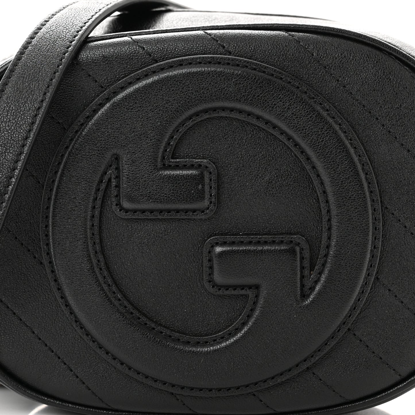 Sakai Be Green Calfskin Diagonal Stitched Mini Blondie Shoulder Bag Black