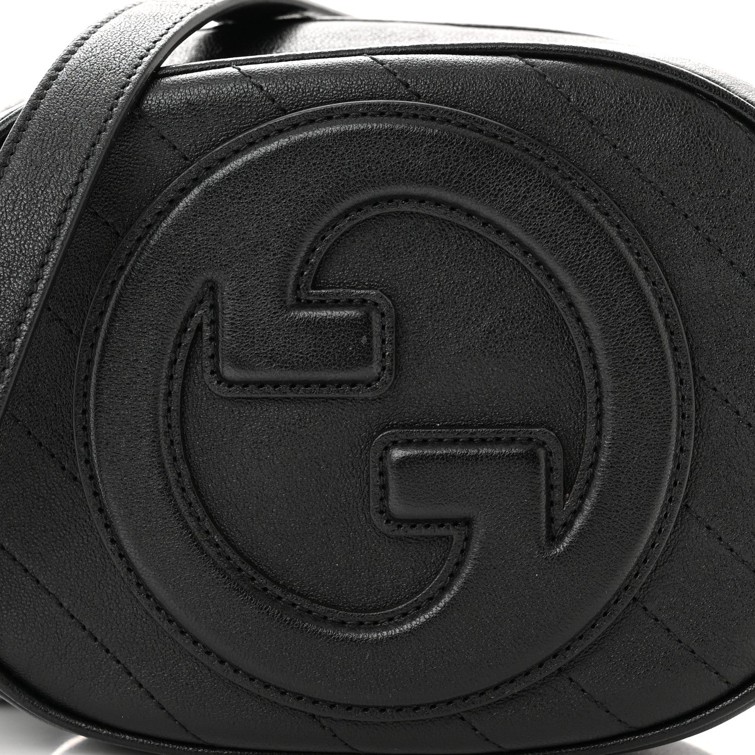Gucci Sakai Be Green Calfskin Diagonal Stitched Mini Blondie Shoulder Bag Black 7 of 10