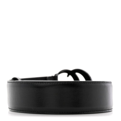 Gucci Azalea Calfskin Enamel Monochrome Double G 40mm Belt 80 32 Black 2 of 6