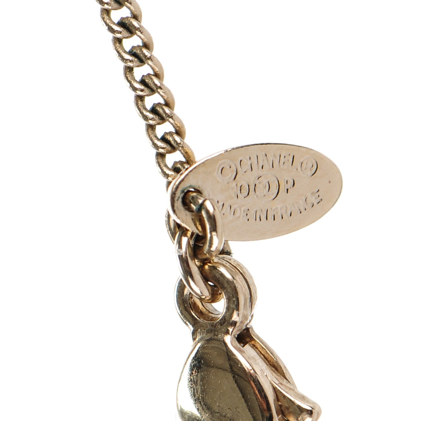 Enamel CC Pearl Necklace Gold