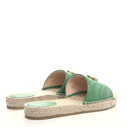 Gucci Nappa Matelasse GG Marmont Espadrille Slide Sandals 40 New Shamarock 4 of 11