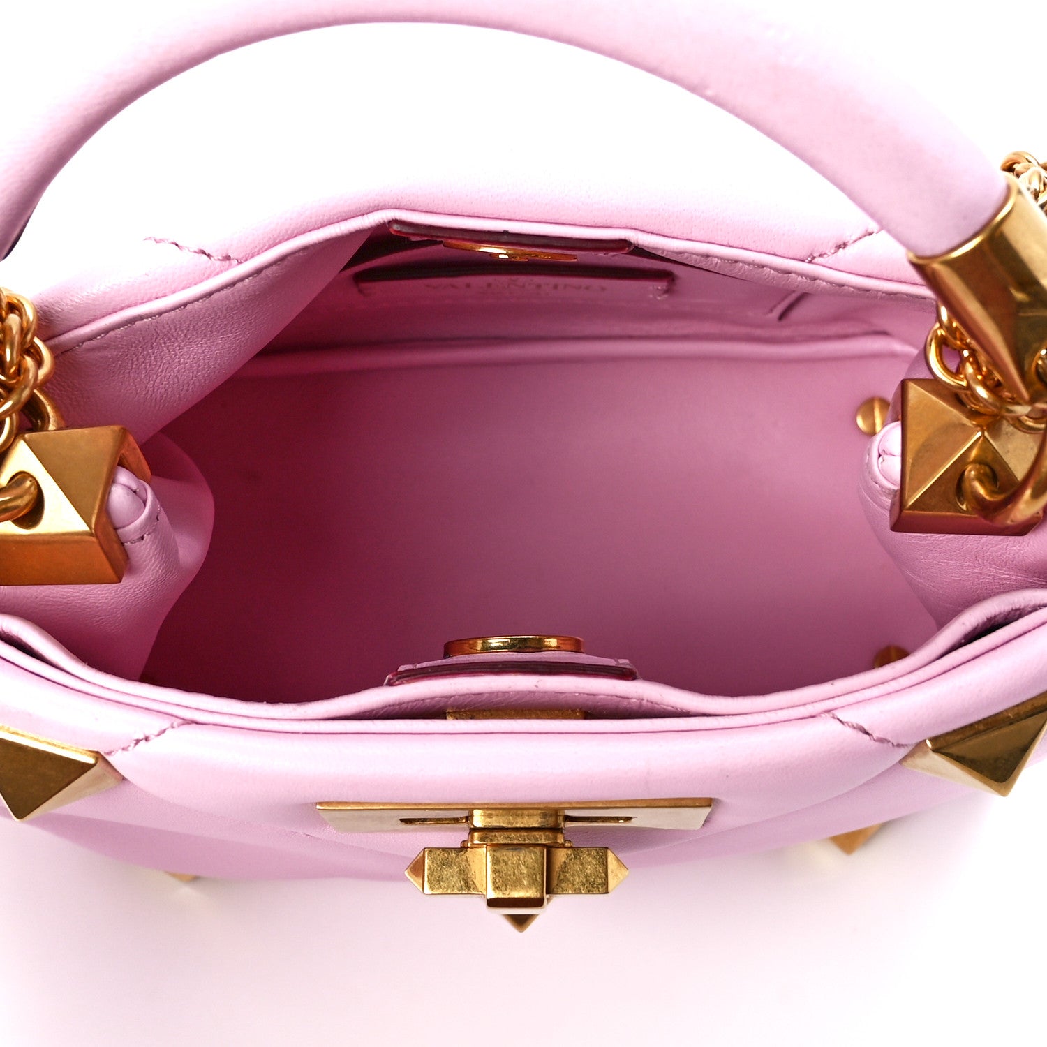 Valentino Garavani Nappa Mini Roman Stud The Handle Bag Pink Borealis 5 of 11