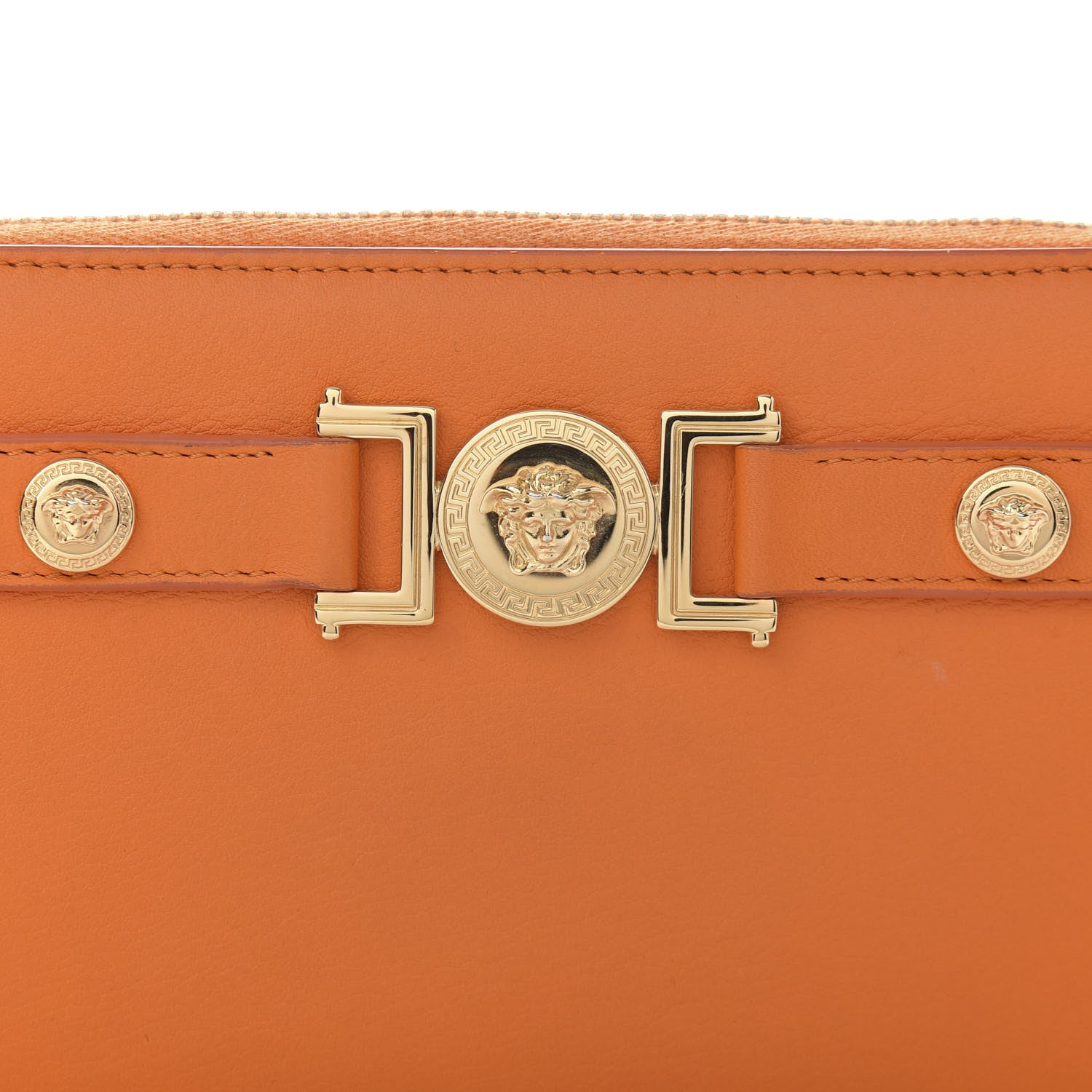 Versace Calfskin Tribute Zip Around Wallet Orange 9 of 9