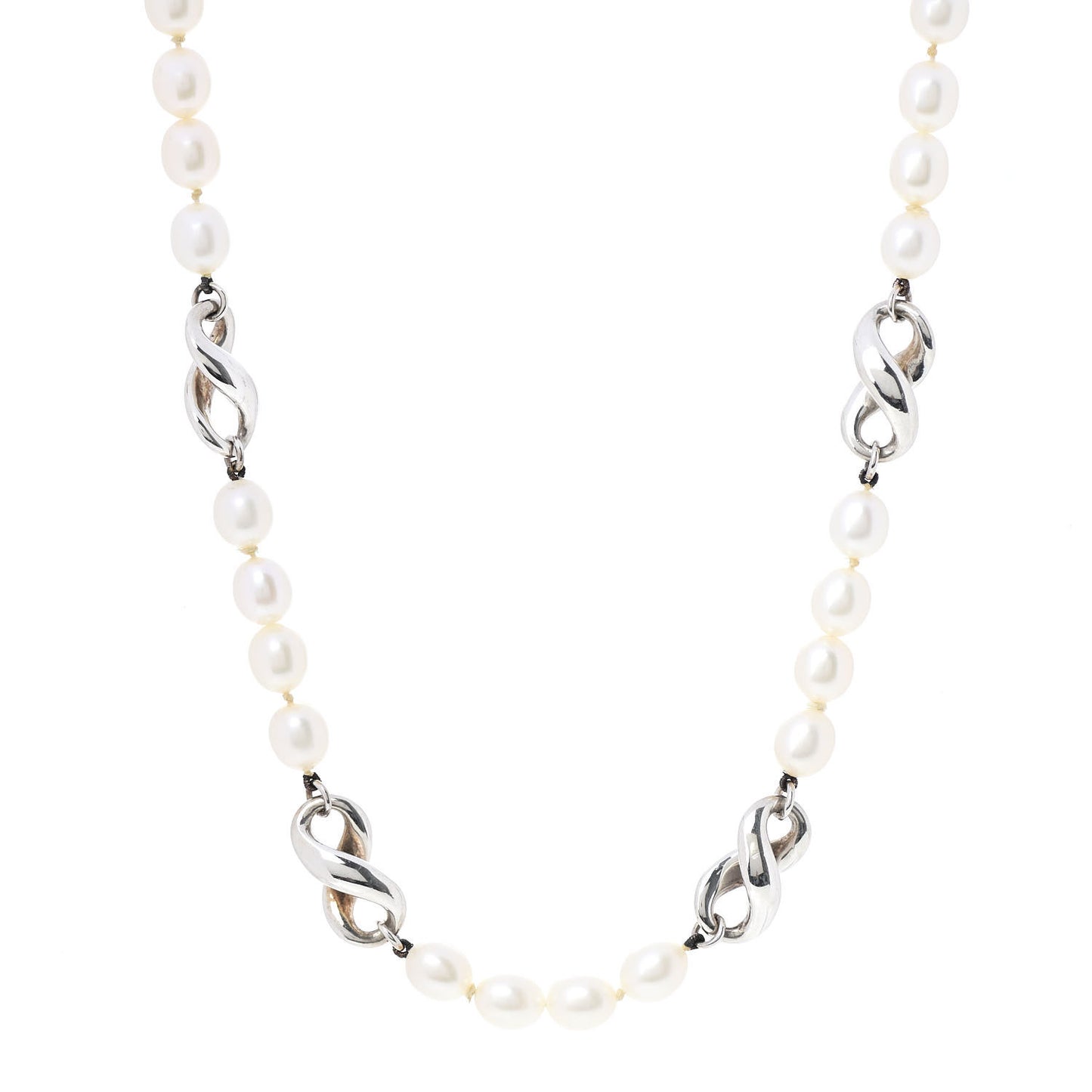 Sterling Silver Pearl Infinity Necklace