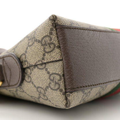 Gucci GG Supreme Monogram Textured Dollar Calfskin Web Small Ophidia Dome Shoulder Bag Beige Ebony New Acero 9 of 10