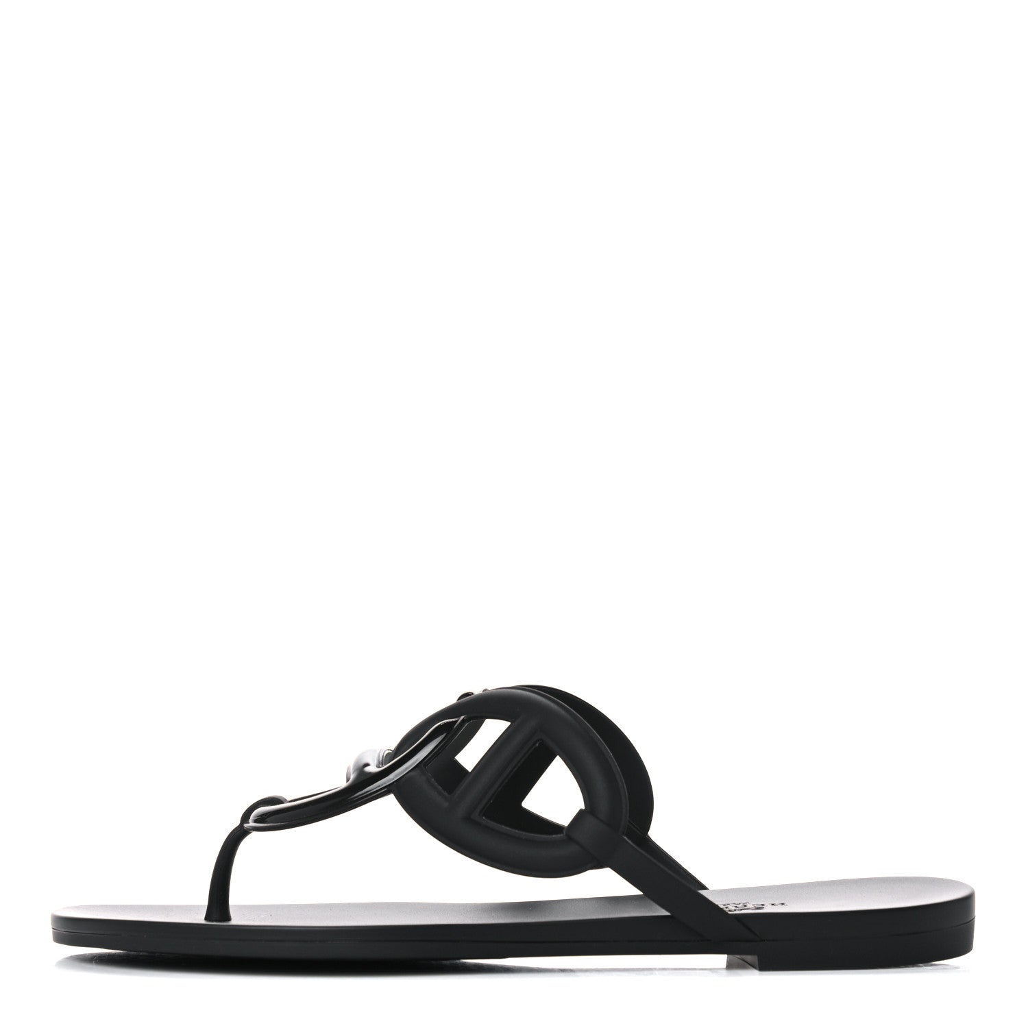 Hermes Rubber Womens Egerie Sandals 39 Black 1 of 9