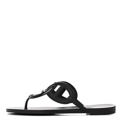Hermes Rubber Womens Egerie Sandals 39 Black 1 of 9