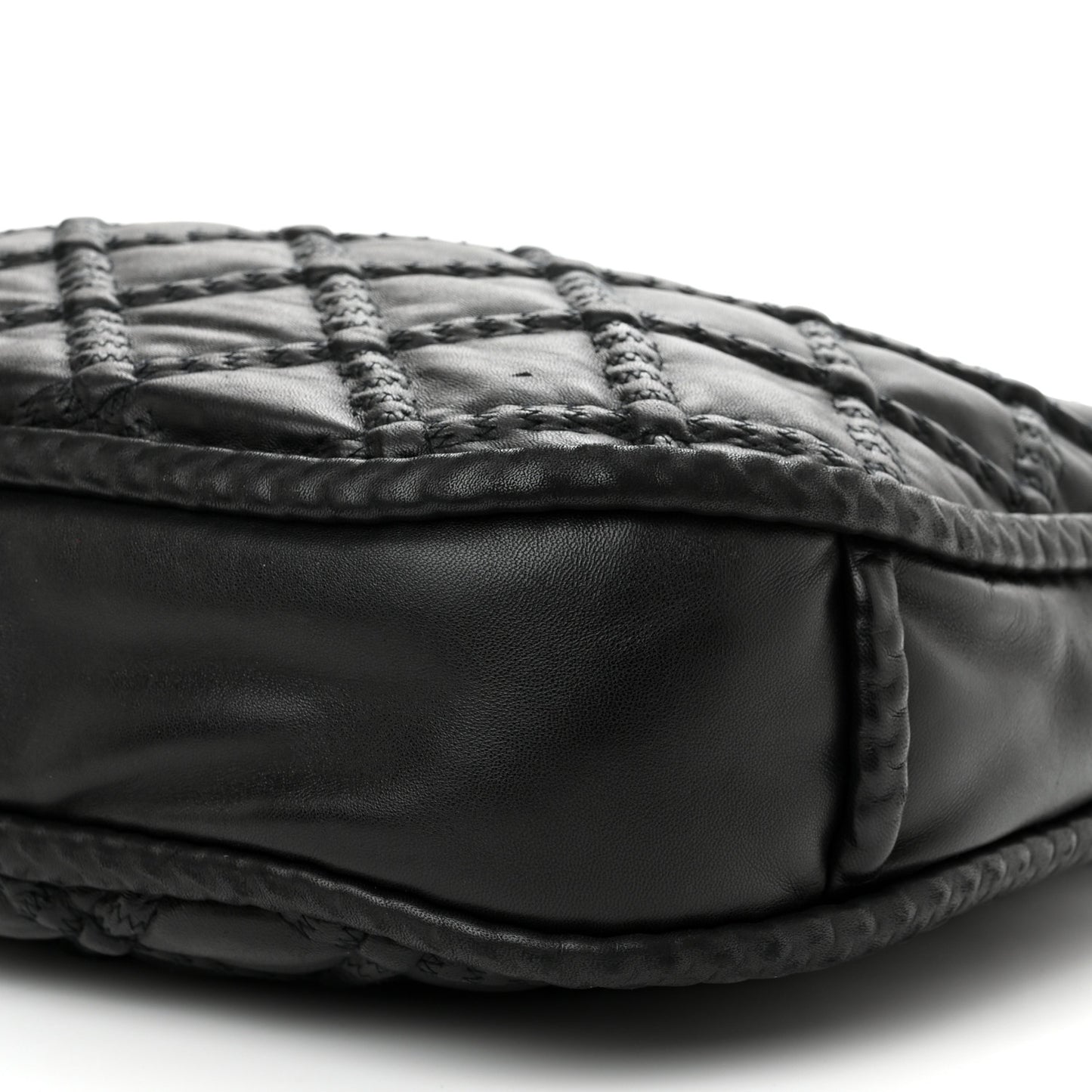 Quilted Lambskin Hidden Chain Hobo Black