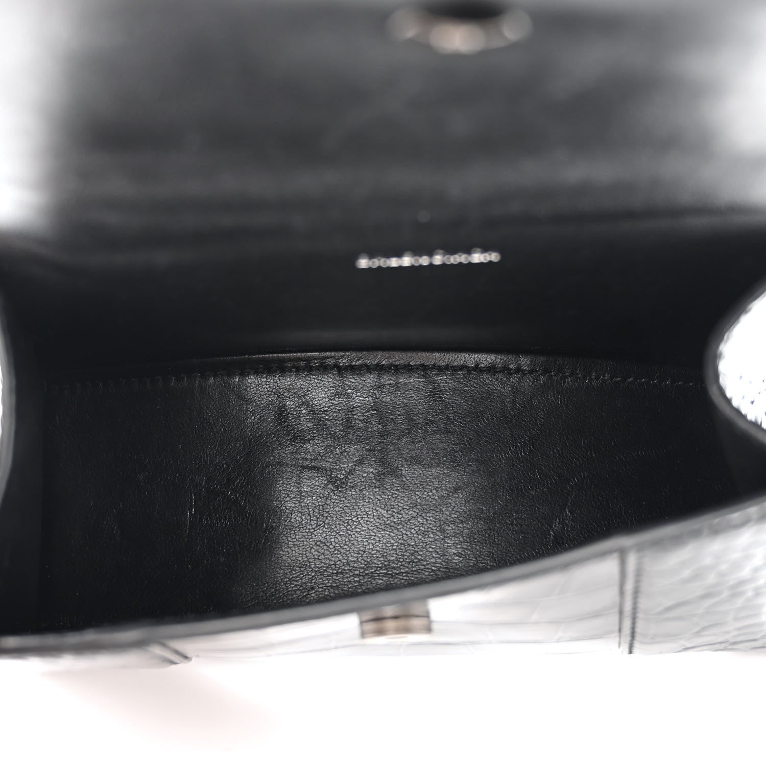 Balenciaga Shiny Calfskin Monochrome Crocodile Embossed Hourglass Top Handle Bag XS Black 5 of 13