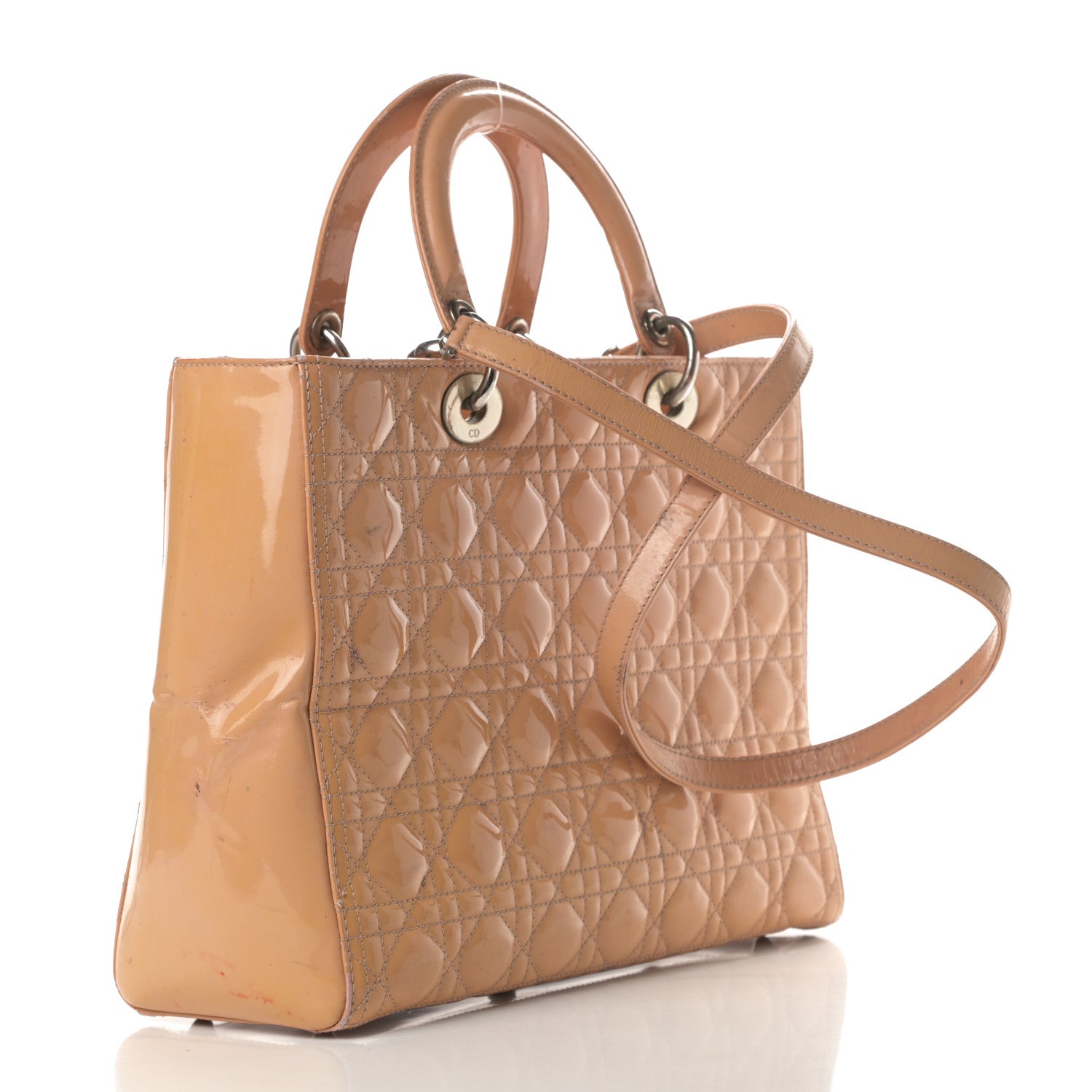 Christian Dior Patent Cannage Large Lady Dior Beige 3 of 19