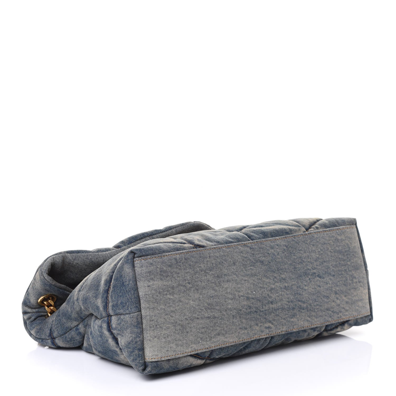 Saint Laurent Denim Quilted Toy Loulou Puffer Monogram Chain Satchel Blue Cinnamon 3 of 4