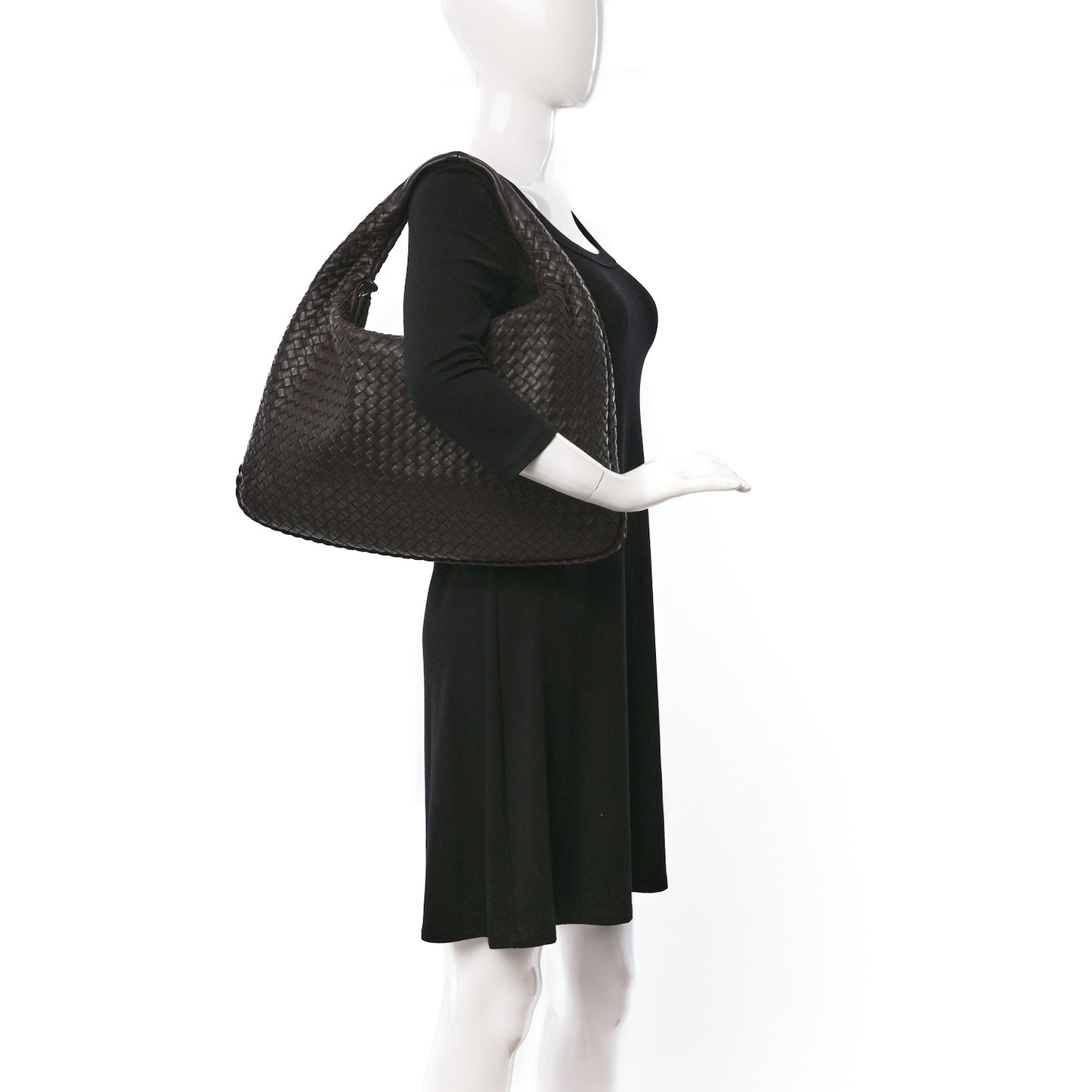 Nappa Intrecciato Large Veneta Hobo Ebano