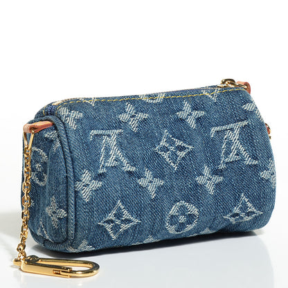Louis Vuitton Monogram Denim Pochette Speedy PM Key Holder Blue 2 of 7