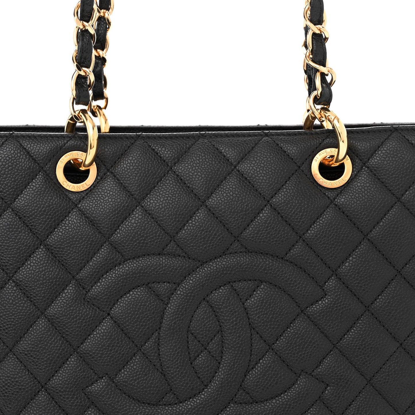 Caviar Quilted Grand Shopping Tote GST Black