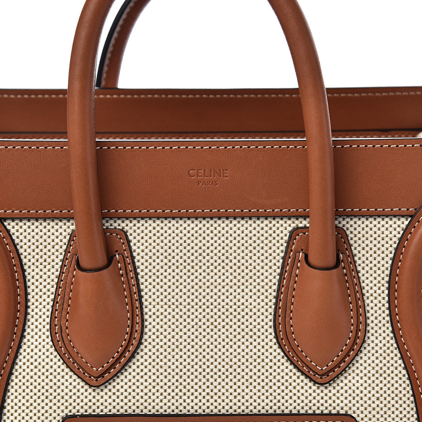Textile Smooth Calfskin Nano Luggage Tan White