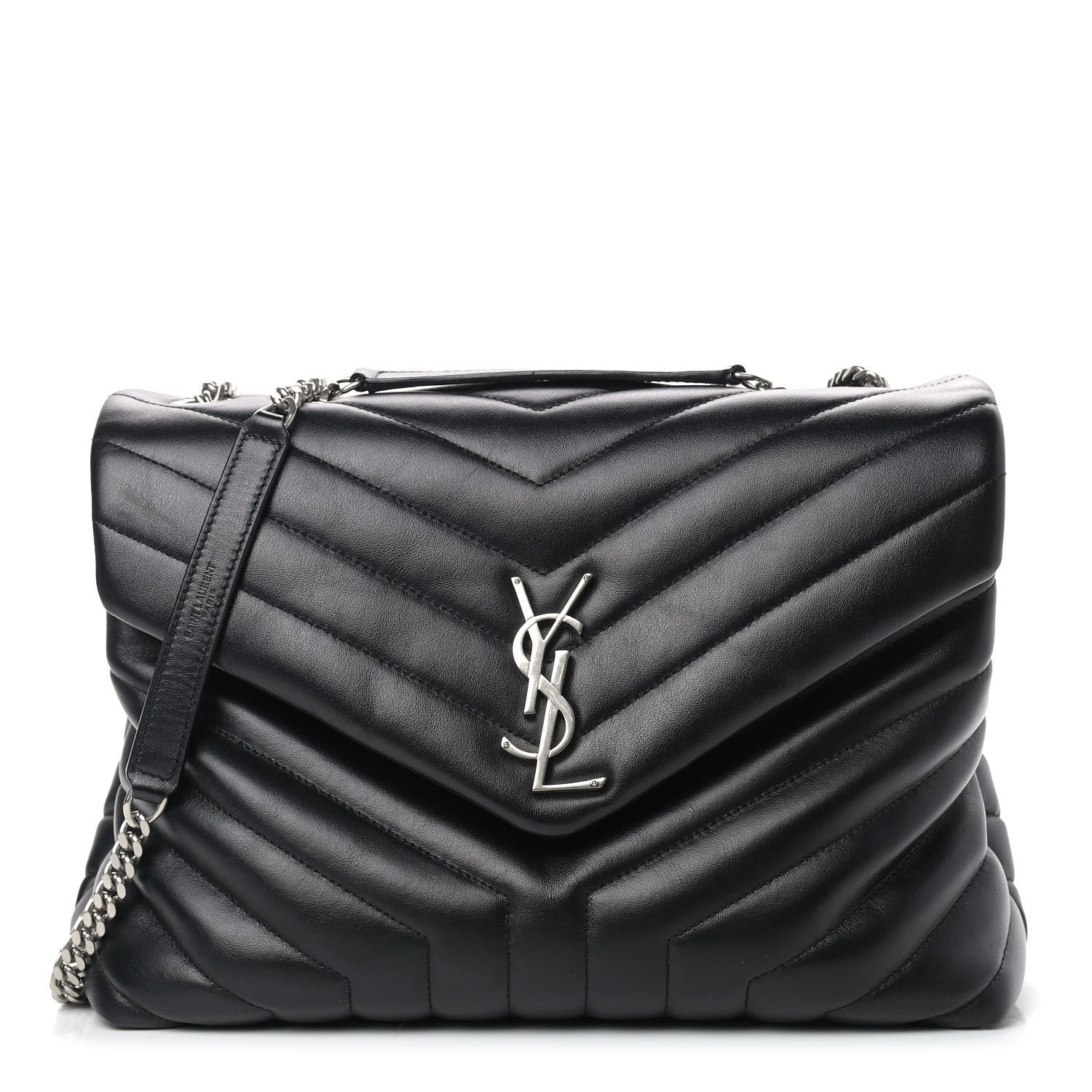 Saint Laurent Calfskin Y Quilted Monogram Medium Loulou Chain Satchel Black 1 of 8