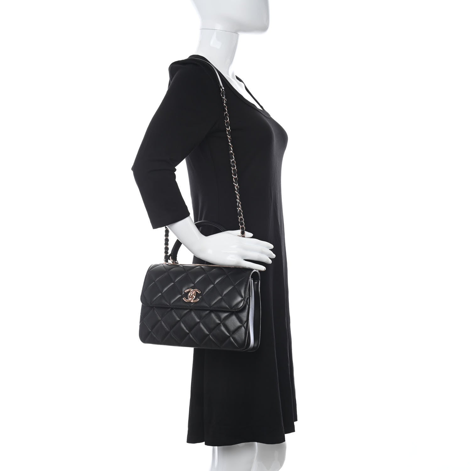 Chanel Lambskin Quilted Small Trendy CC Dual Handle Flap Bag Black 2 of 11