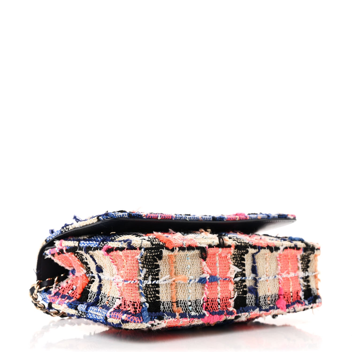 Chanel Tweed Quilted Wallet on Chain WOC Pink Blue Beige 4 of 12