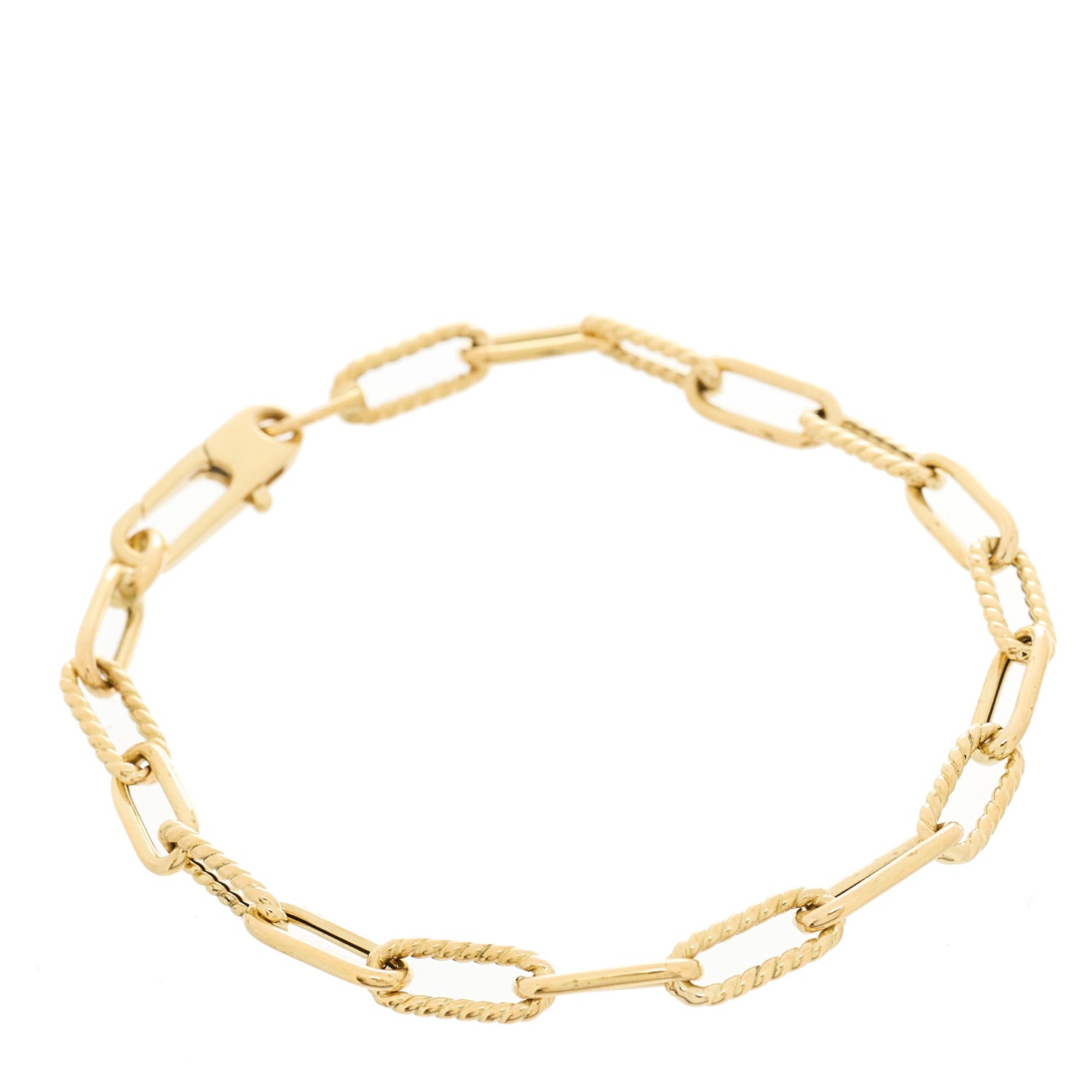 Roberto Coin 18K Yellow Gold Roped Paper Clip Link Bracelet 1 of 3