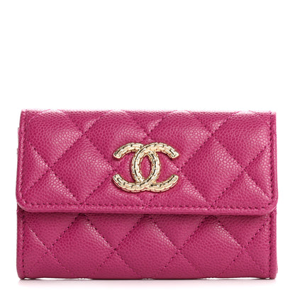 Chanel Caviar Quilted Textured CC Flap Card Holder Purple 1 of 9