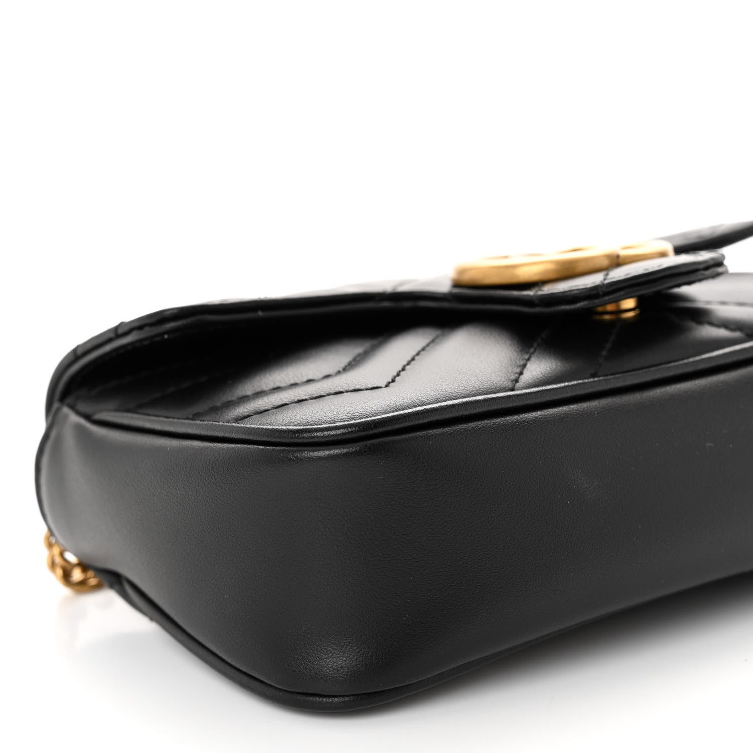 Gucci Calfskin Matelasse Super Mini GG Marmont Shoulder Bag Black 8 of 9