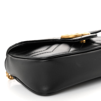 Gucci Calfskin Matelasse Super Mini GG Marmont Shoulder Bag Black 8 of 9
