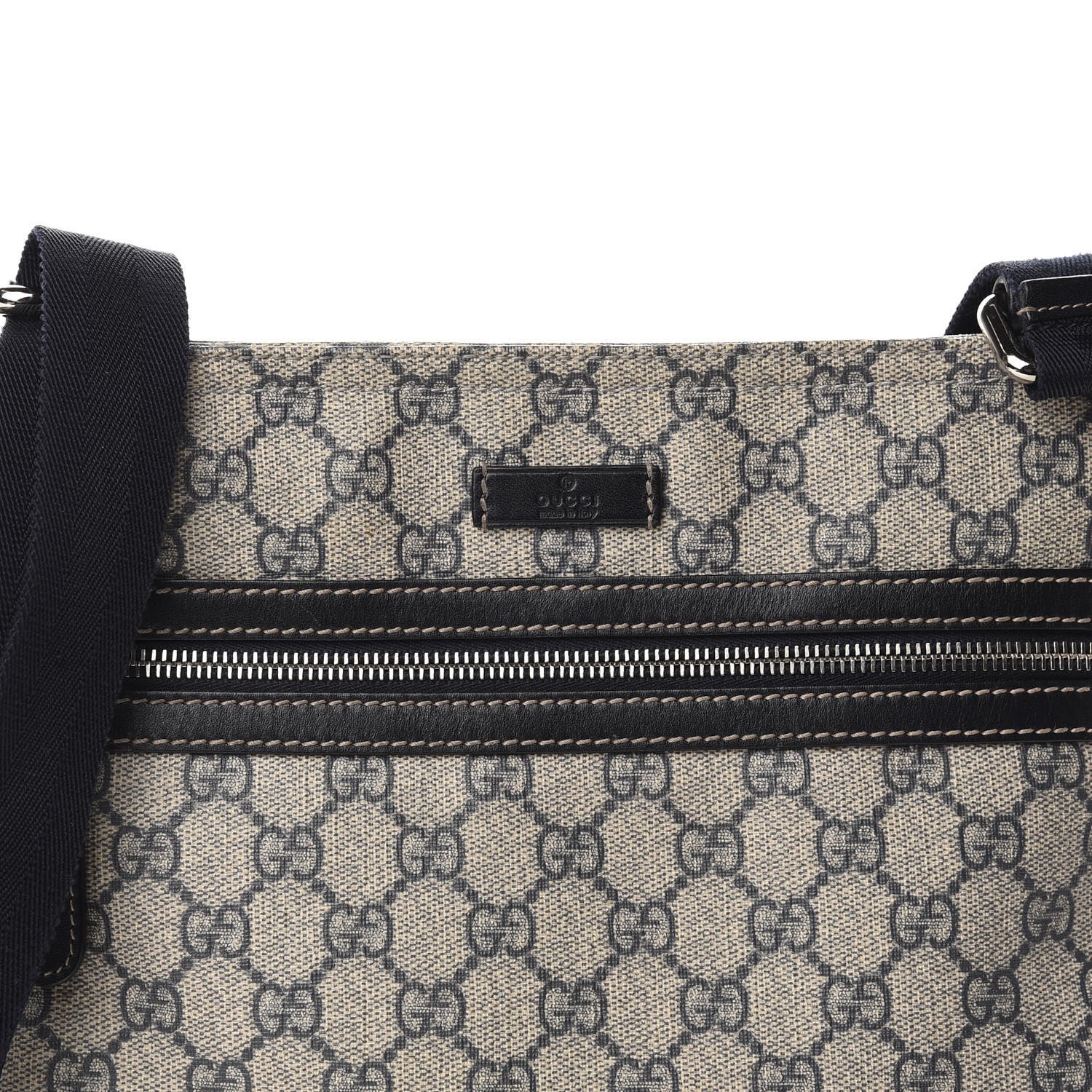 Gucci GG Supreme Monogram Small Flat Side Zip Messenger Bag Beige Blue 11 of 11