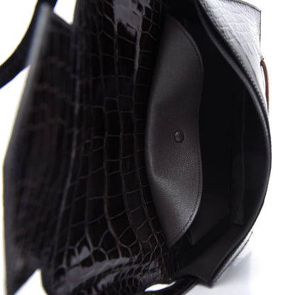 Hermes Shiny Alligator Barenia Faubourg Faco Clutch Macassar Black Fauve 5 of 9