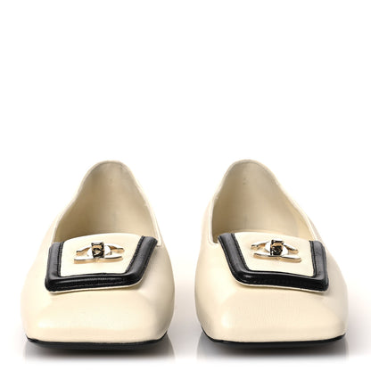 Chanel Lambskin Turnlock CC Ballet Flats 36 Ivory Black 3 of 11