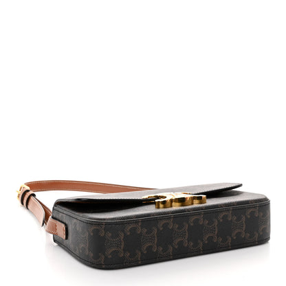 Celine Canvas Calfskin Triomphe Shoulder Bag Tan 4 of 13