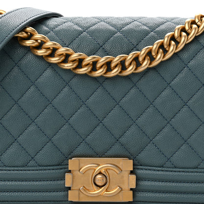 Chanel Caviar Quilted Medium Boy Flap Blue 7 of 10