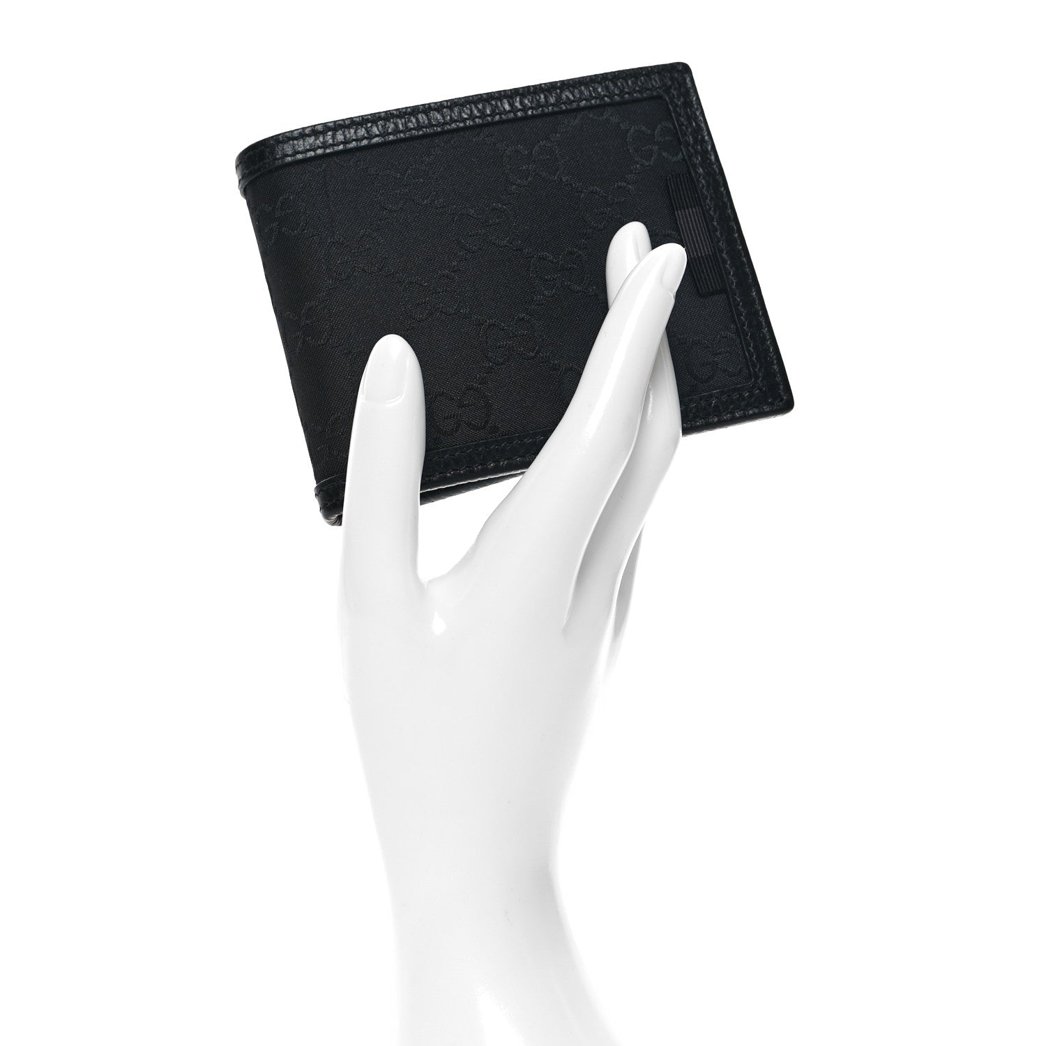 Gucci Nylon Monogram Bi-Fold Wallet Black 2 of 8