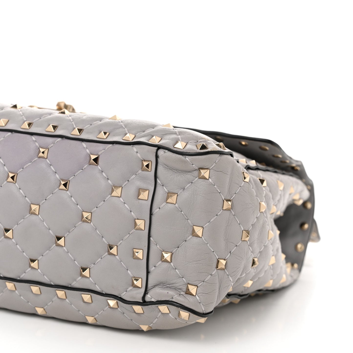 Nappa Large Rockstud Spike Shoulder Bag Pastel Grey