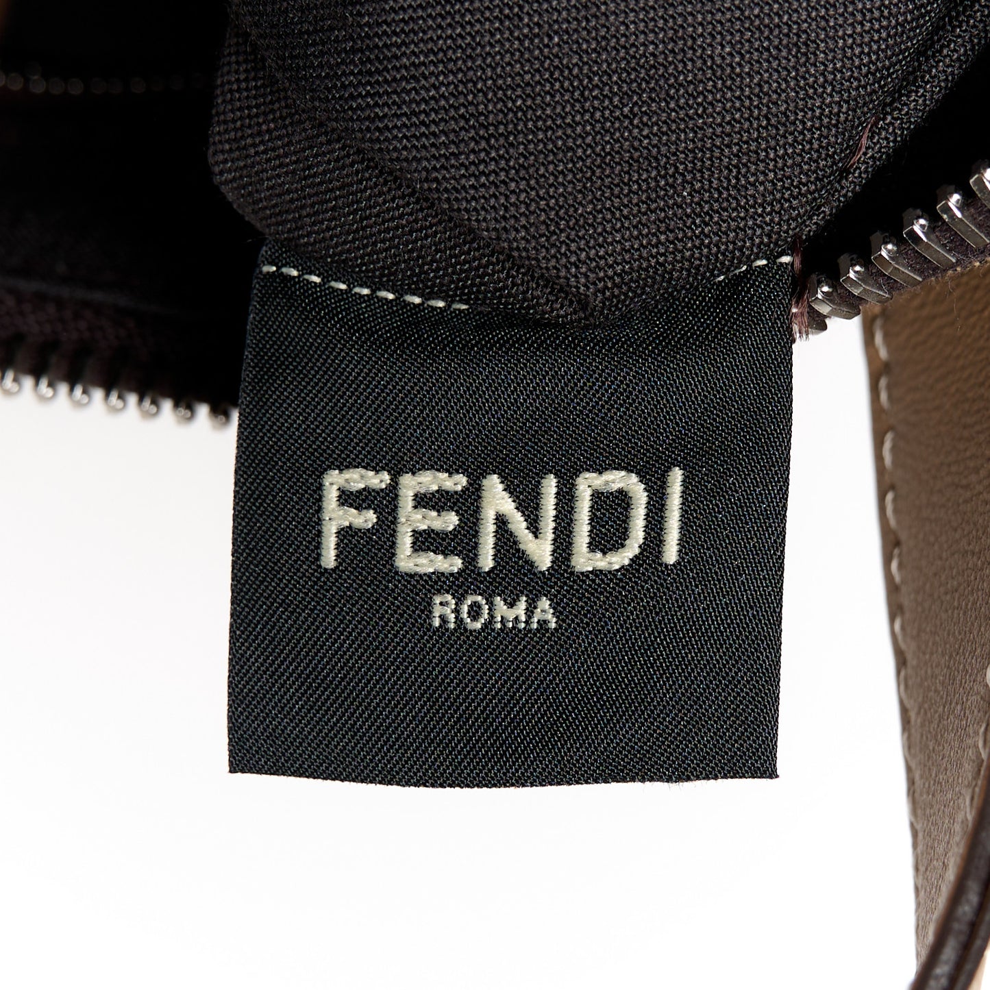 Recycled Fabric Jacquard Vitello Grace FF 1974 Mini O'Lock Bowling Bag Tobacco Moro Sand