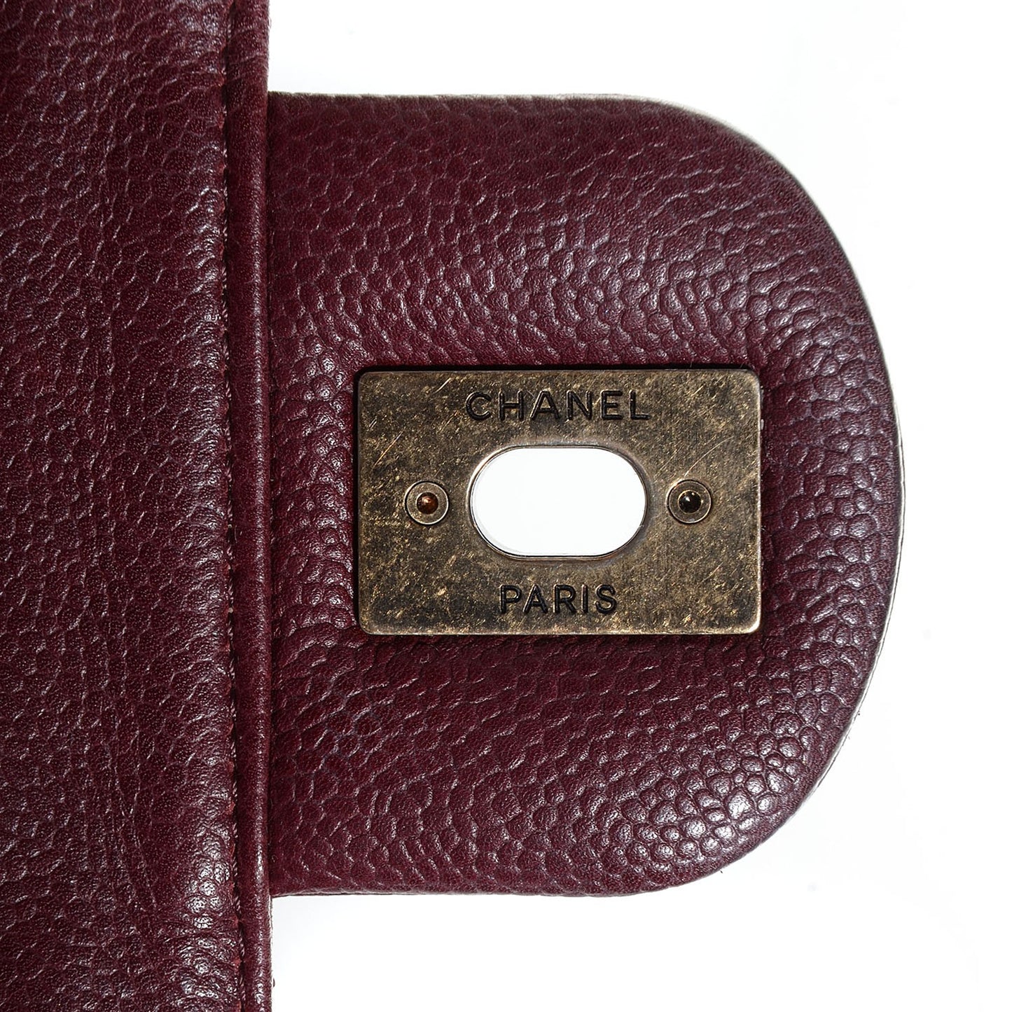 Caviar Quilted Large Retro Class Flap Burgundy