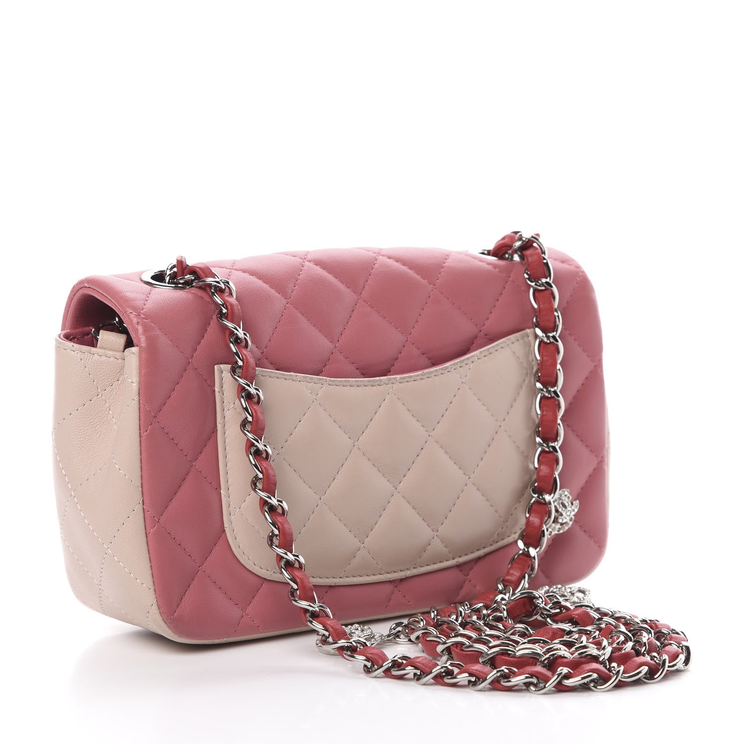 Chanel Lambskin Quilted Valentine Charms Tri-Color Mini Rectangular Flap Pink 3 of 15