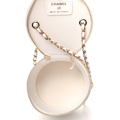 Chanel Lambskin Quilted Round Small Vanity Case With Chain White Black 5 of 10