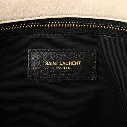 Saint Laurent SAINT LAURENT Lambskin Quilted Medium Loulou Puffer Monogram Chain Satchel Crema Soft 6 of 12