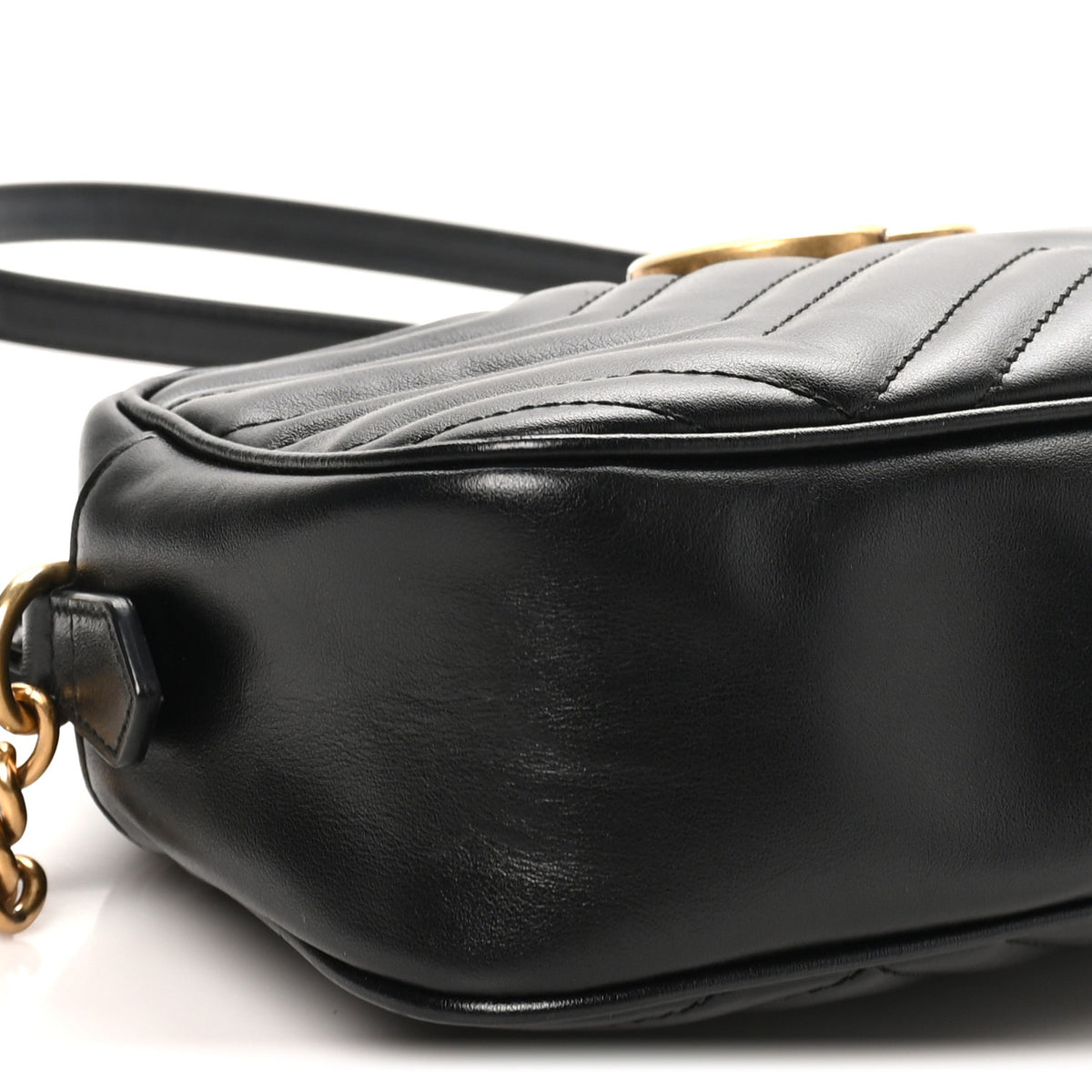Gucci Calfskin Matelasse Small GG Marmont Chain Shoulder Bag Black 8 of 9