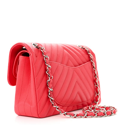 Chanel Caviar Chevron Quilted Small Double Flap Red 3 of 10