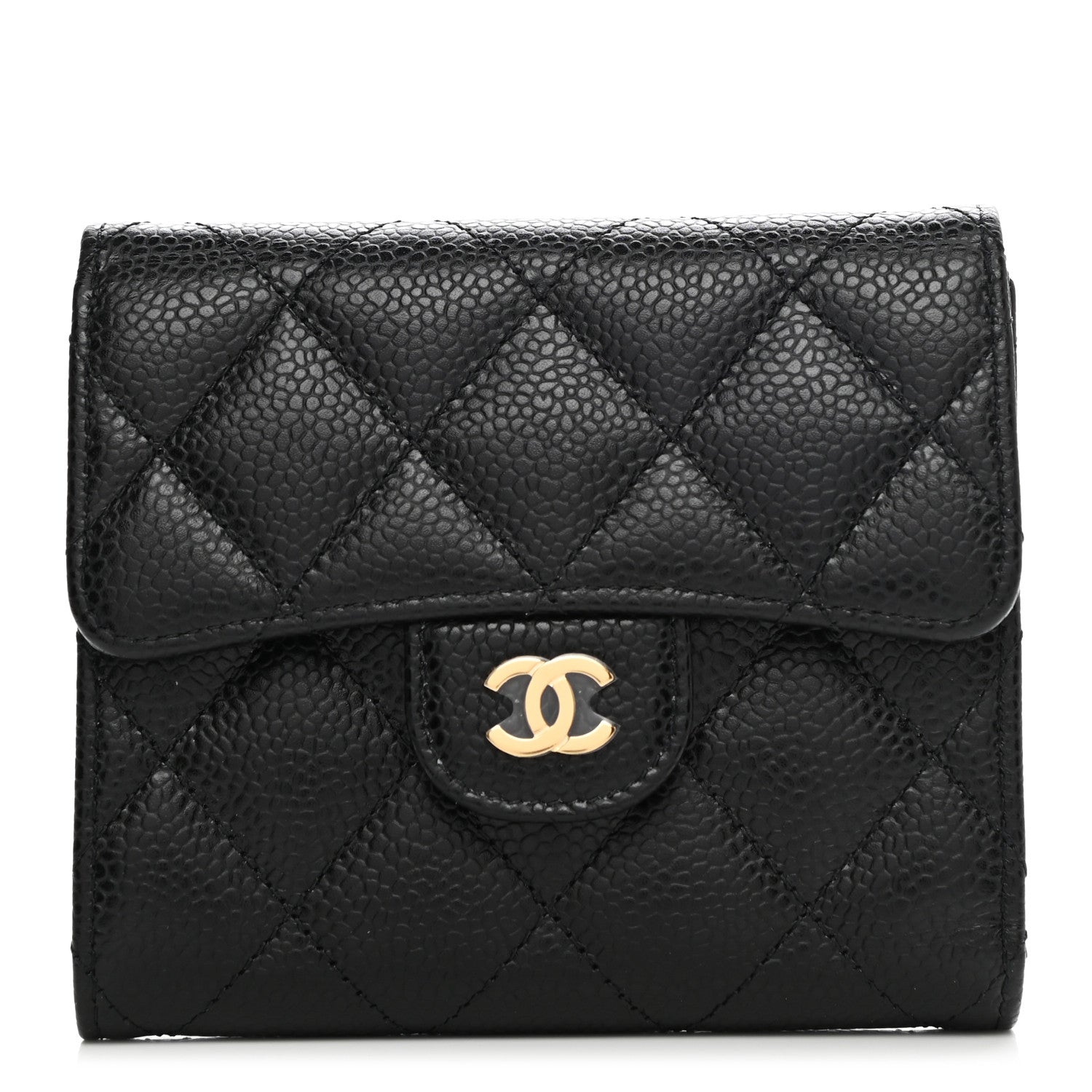 Chanel Caviar Quilted Compact Flap Wallet Black 1 of 8