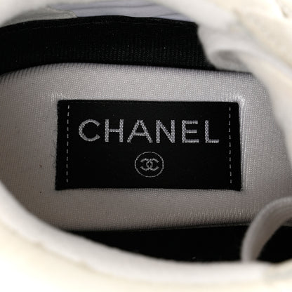 Chanel Suede Calfskin Fabric CC Sneakers 39.5 White 7 of 8