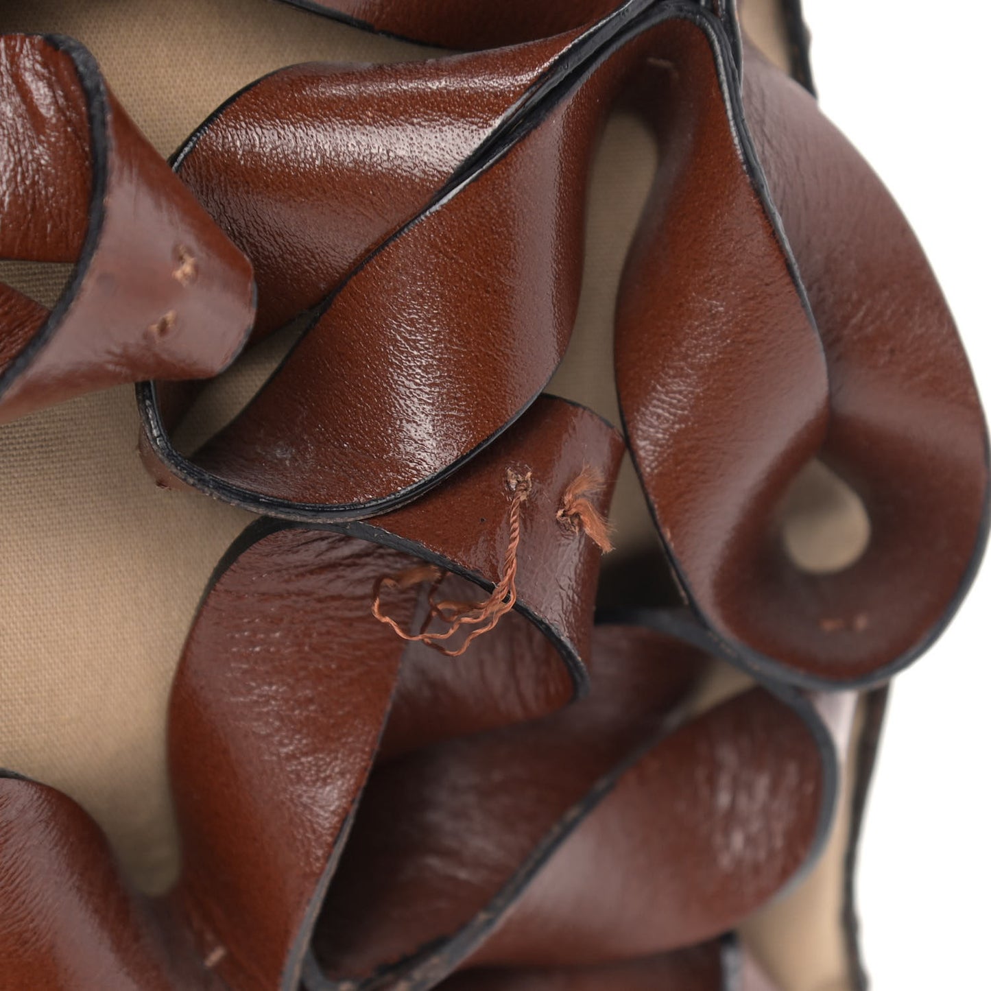 Calfskin Floral Applique Tote Brown