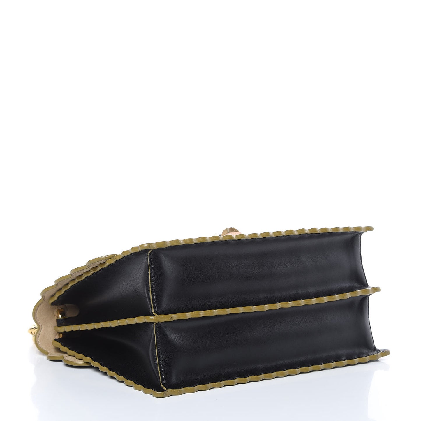 Vitello Liberty Scalloped Studded Kan I Shoulder Bag Black