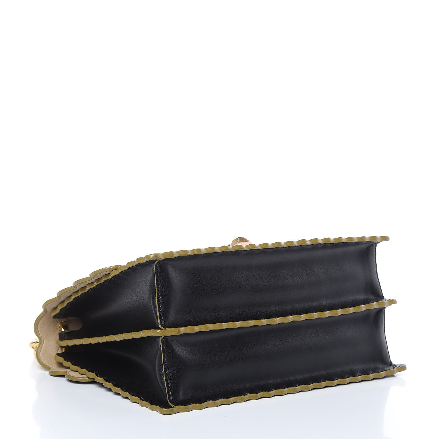 Fendi Vitello Liberty Scalloped Studded Kan I Shoulder Bag Black 4 of 10
