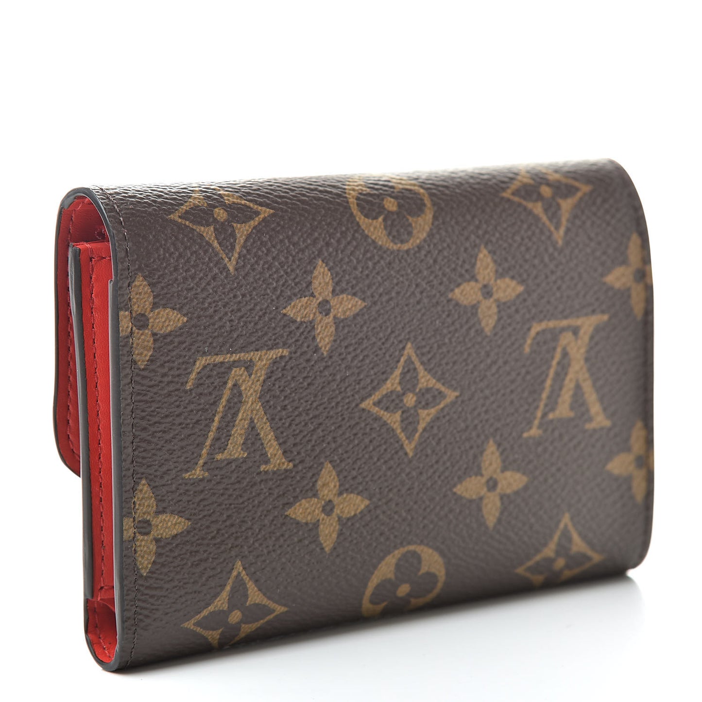 Monogram Flower Lock Compact Wallet Coquelicot