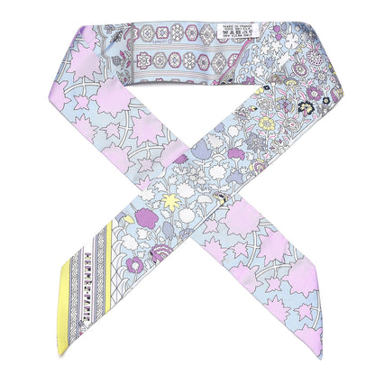 Hermes Silk Tapis Persans Twilly Rose Gris Bleuete Jaune Soufre 1 of 5