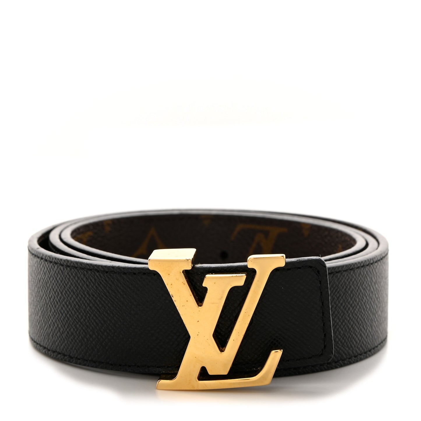Calfskin Monogram 30mm LV Initiales Reversible Belt 85 34 Black