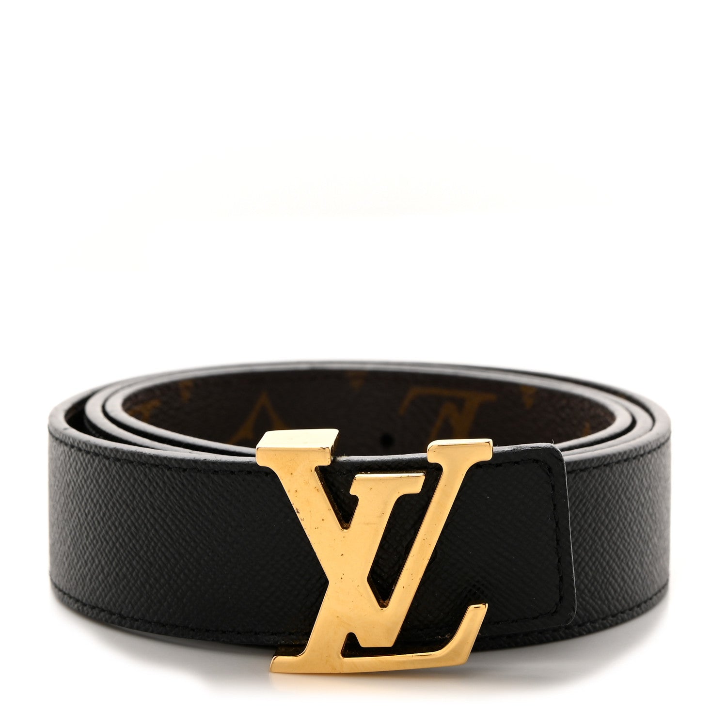 Louis Vuitton Calfskin Monogram 30mm LV Initiales Reversible Belt 85 34 Black 1 of 6