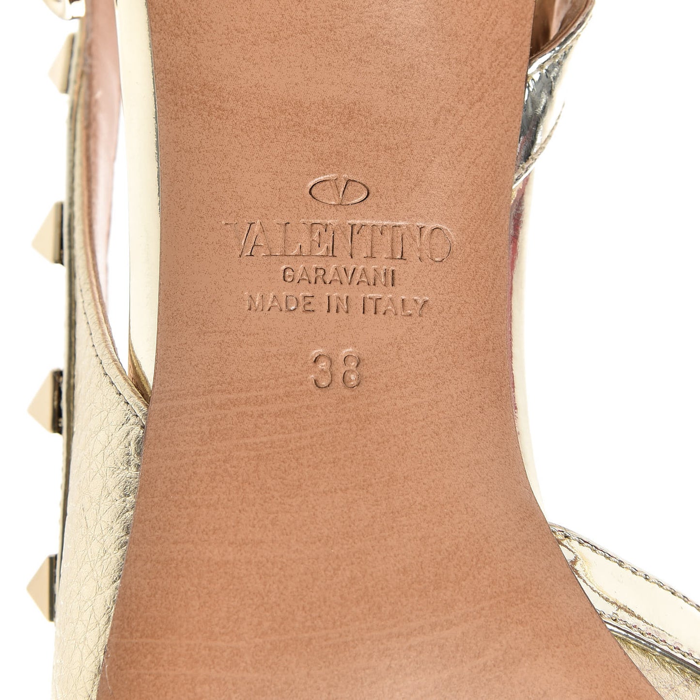 Metallic Pebbled Calfskin Rockstud Half D'Orsay Slingback 50mm Pumps 38 Platino